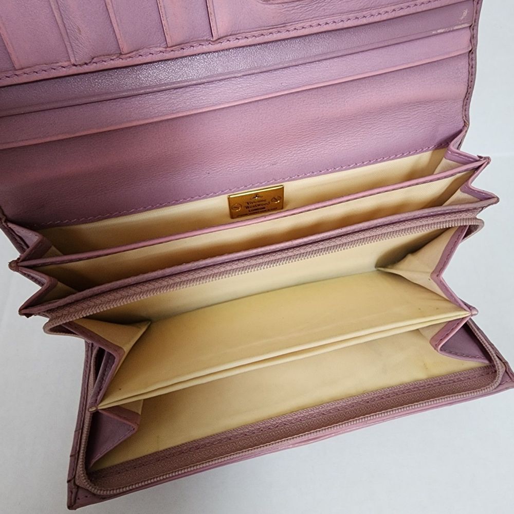 Vivienne Westwood Leather Embossed Giant Orb Flap Long Wallet w/ Box - Picture 6 of 11